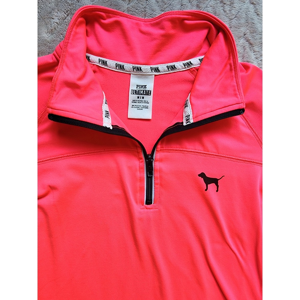 Victorias Secret PINK Ultimate Quarter Zip Pullover Neon Pink Medium